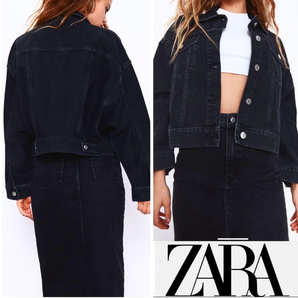 ZARA full SLEEVE DEMIN  black JACKET Bloggers favorite